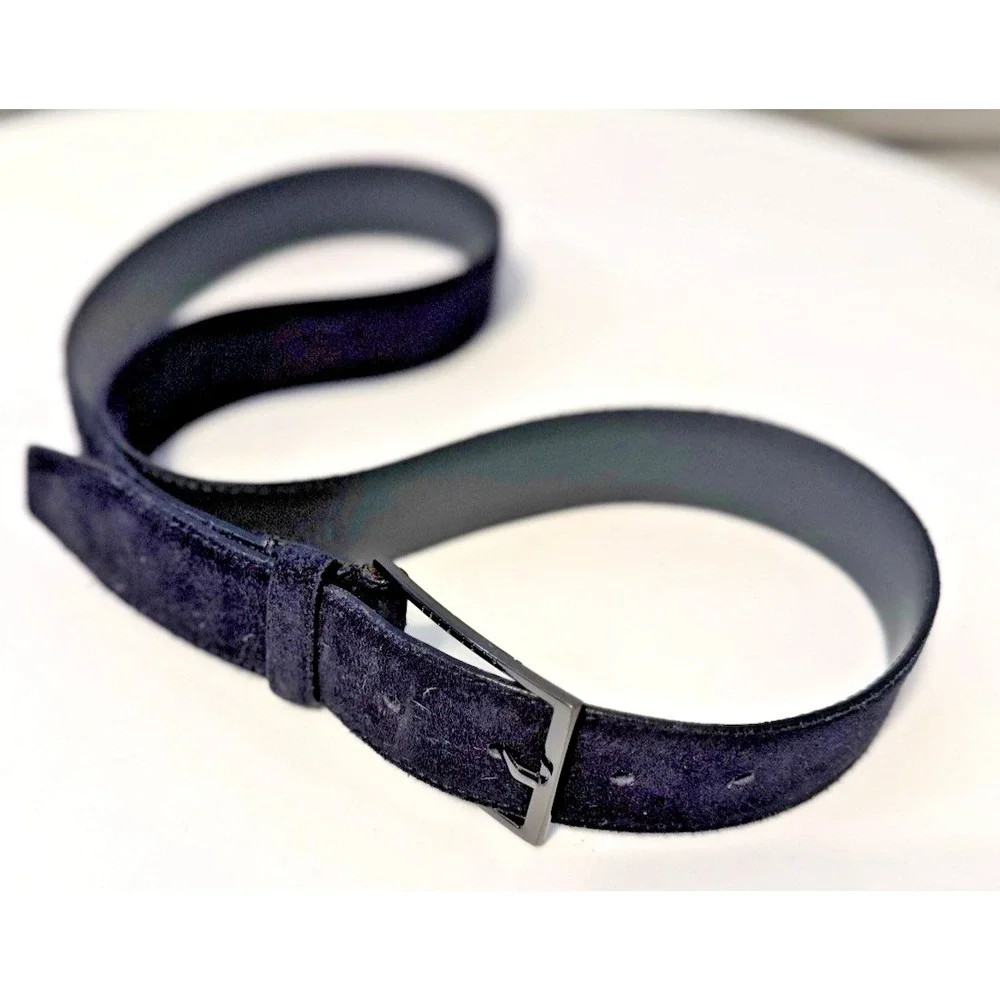 Hugo Boss Men's Genuine Blue Leather Belt Pin Buckle